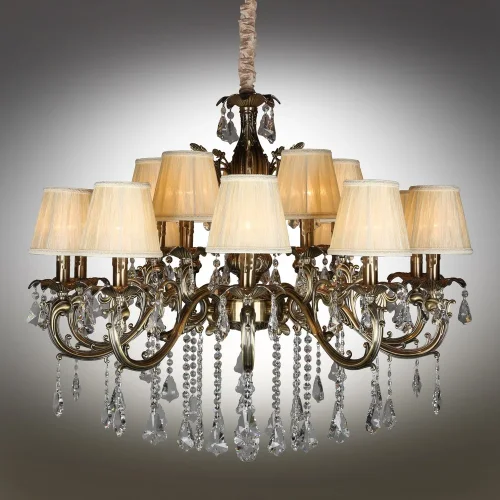 Люстра подвесная Catanzaro OML-30813-15 Omnilux бежевая на 15 ламп, основание бронзовое в стиле классический фото 2