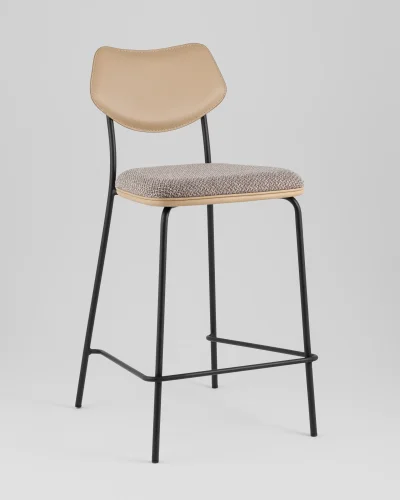 Стул полубарный Casey, темно-серый, с бежевой экокожей УТ000039576 Stool Group, бежевый/рогожка, ножки/металл/чёрный, размеры - *****