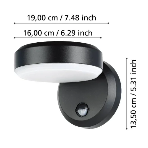 Настенный светильник LED Fornaci 900674 Eglo уличный IP44 чёрный 1 лампа, плафон чёрный в стиле минимализм современный LED фото 2