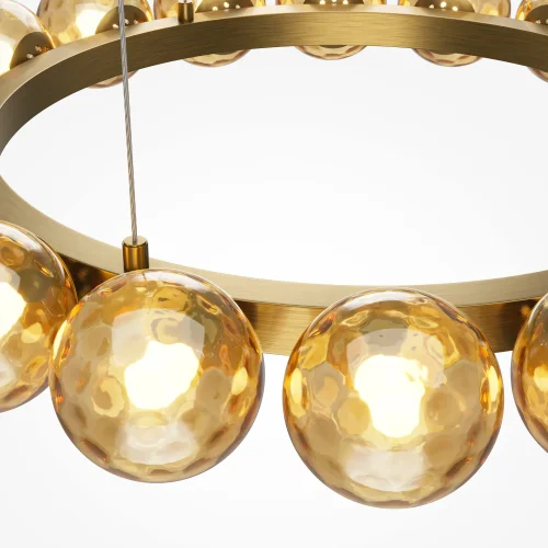 Люстра подвесная LED Ambre MOD331PL-L32BS3K Maytoni янтарная на 1 лампу, основание латунь в стиле современный молекула шар фото 4