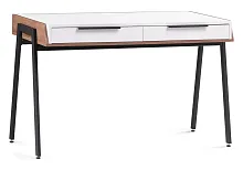 Письменный стол Рокс 116х65х77 белый / дуб делано темный / черный 530838 Woodville столешница белая из лдсп