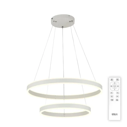 Светильник подвесной LED с пультом Дуэт CL719640 Citilux белый 1 лампа, основание белое в стиле модерн минимализм кольца с пультом