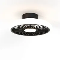 Люстра с вентилятором LED с пультом Turbo 8232 Mantra белая на 1 лампа, основание чёрное в стиле хай-тек современный с пультом