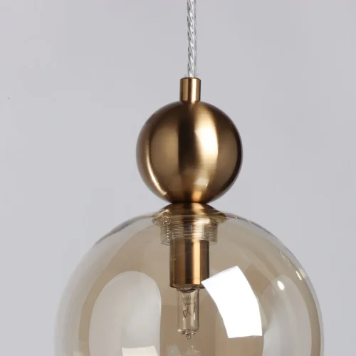 Светильник подвесной Крайс 657013601 DeMarkt янтарный 1 лампа, основание латунь в стиле хай-тек современный шар фото 5