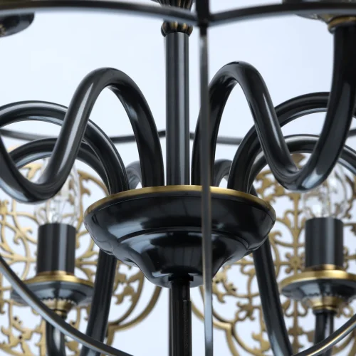 Люстра подвесная Франческа 109010208 Chiaro чёрная латунь на 8 ламп, основание чёрное в стиле ковка кантри  фото 16