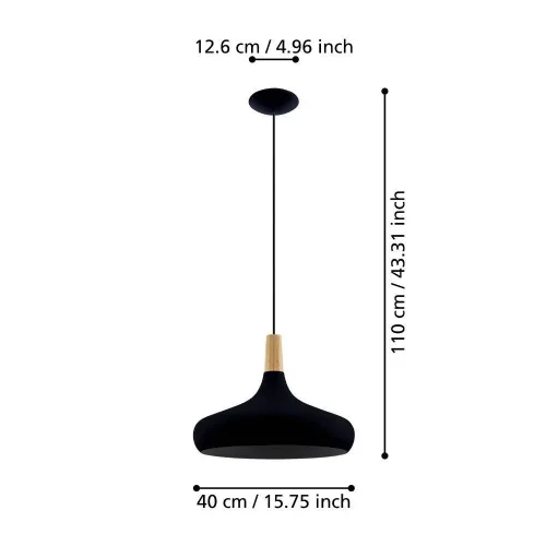 Светильник подвесной Sabinar 900163 Eglo чёрный 1 лампа, основание чёрное в стиле современный  фото 2