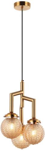 Светильник подвесной Grozde 2133/05/03P Stilfort прозрачный 3 лампы, основание золотое в стиле модерн шар