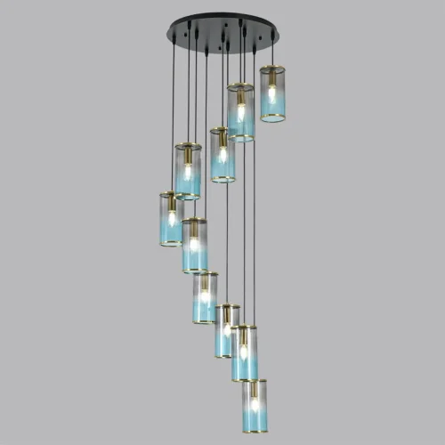 Люстра каскадная Мурано (Murano) 8401/10 Lumion серая голубая на 10 ламп, основание чёрное в стиле современный фото 5 Люстра каскадная Мурано (Murano) 8401/10 Lumion серая голубая на 10 ламп, основание чёрное в стиле современный фото 5