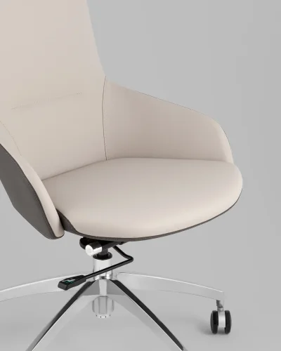Кресло руководителя TopChairs Soulo, бежевый, серый УТ000039418 Stool Group, бежевый/экокожа, ножки/металл/хром, размеры - *1220**** фото 7