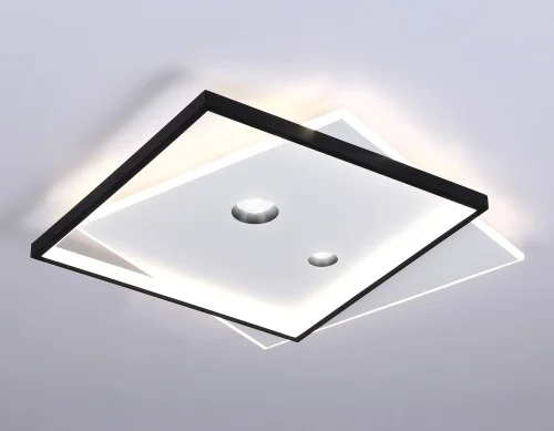 Светильник потолочный LED с пультом FL5065 Ambrella light белый чёрный 1 лампа, основание белое в стиле современный хай-тек квадраты фото 5