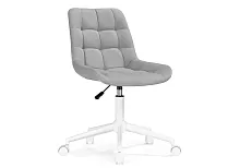 Компьютерное кресло Честер светло-серый / белый 538988 Woodville, серый/велюр, ножки/металл/белый, размеры - *920***490*600