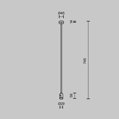 Крепление потолочное Long одинарное 700мм Magnetic trаck system Flarity TRA159С-S1-B Maytoni чёрный в стиле  для светильников серии Magnetic trаck system Flarity flarity магнитная фото 3