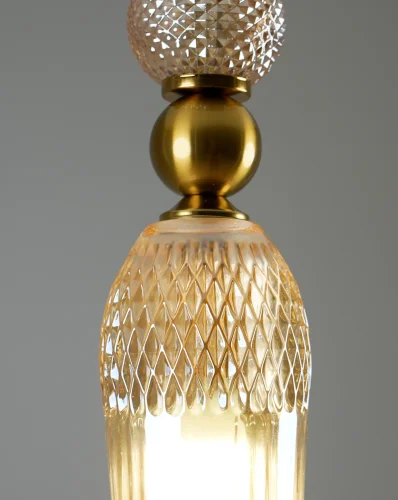 Светильник подвесной Glassy V10907-P Moderli прозрачный 1 лампа, основание золотое в стиле современный выдувное фото 4