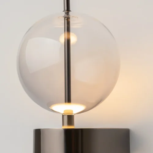 Бра LED Double MOD478WL-L8B3K Maytoni дымчатый на 1 лампу, основание чёрное в стиле современный шар фото 4