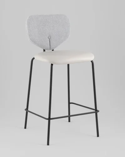 Стул полубарный Masey, серый, с серой экокожей УТ000039583 Stool Group, серый/рогожка, ножки/металл/чёрный, размеры - *****