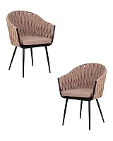 Стул обеденный набор 2 шт. SET-2 9691-LM MATILDA, цвет сиденья коричневый (LAR 275-3), цвет основания черный Dobrin, /текстиль, ножки/металл/чёрный, размеры - *860***620*560