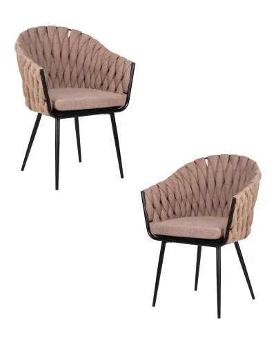 Стул обеденный набор 2 шт. SET-2 9691-LM MATILDA, цвет сиденья коричневый (LAR 275-3), цвет основания черный Dobrin, /текстиль, ножки/металл/чёрный, размеры - *860***620*560 Стул обеденный набор 2 шт. SET-2 9691-LM MATILDA, цвет сиденья коричневый (LAR 275-3), цвет основания черный Dobrin, /текстиль, ножки/металл/чёрный, размеры - *860***620*560