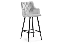 Барный стул Ofir light gray 15045 Woodville, серый/велюр, ножки/металл/чёрный, размеры - ****500*370