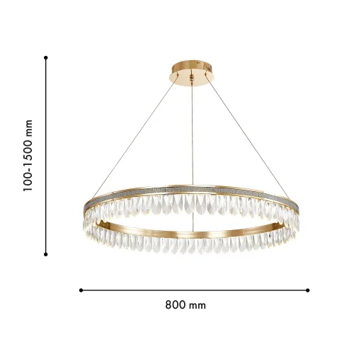 Люстра подвесная LED Palatium 4207-8P Favourite прозрачная на 1 лампа, основание золотое в стиле классический кольца фото 3