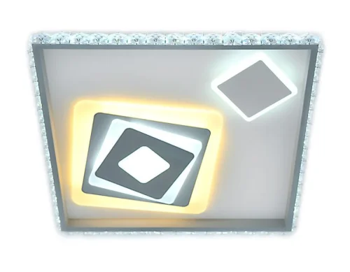 Люстра потолочная LED с пультом FA248 Ambrella light белая на 1 лампа, основание белое в стиле хай-тек с пультом квадраты фото 2
