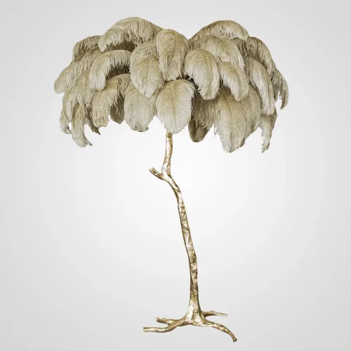 Торшер страусиные перья Feather Lamp A MODERN GRAND TOUR 85511-22 ImperiumLoft белый фиолетовый чёрный серый на 3 лампы, основание белое в стиле современный 
