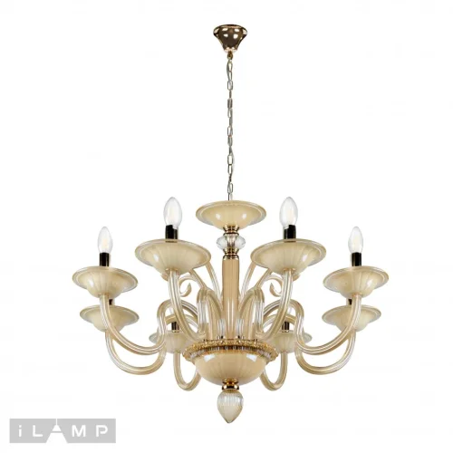 Люстра подвесная Classic P2318-8GD iLamp без плафона на 8 ламп, основание бежевое золотое в стиле современный американский фото 2
