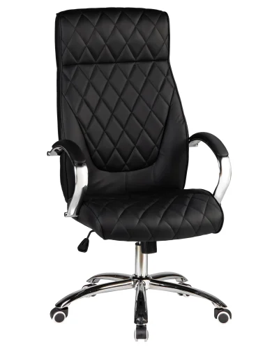 Офисное кресло для руководителей 117B-LMR BENJAMIN, цвет чёрный Dobrin, чёрный/экокожа, ножки/металл/хром, размеры - 1200*1270***670*670