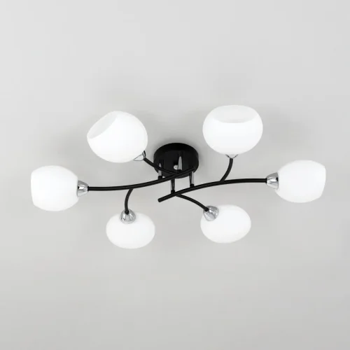 Люстра потолочная Флорида CL148165 Citilux белая на 6 ламп, основание чёрное в стиле современный  фото 3