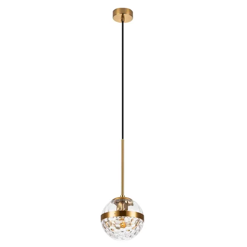Светильник подвесной Delacrua A7770SP-1PB Arte Lamp прозрачный 1 лампа, основание медь в стиле современный 