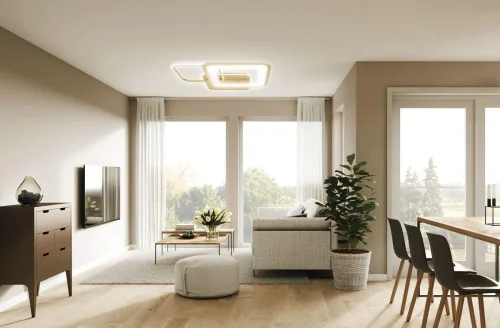 Люстра потолочная LED с пультом 10246/2LED Escada белая на 1 лампа, основание бежевое в стиле современный с пультом квадраты фото 2