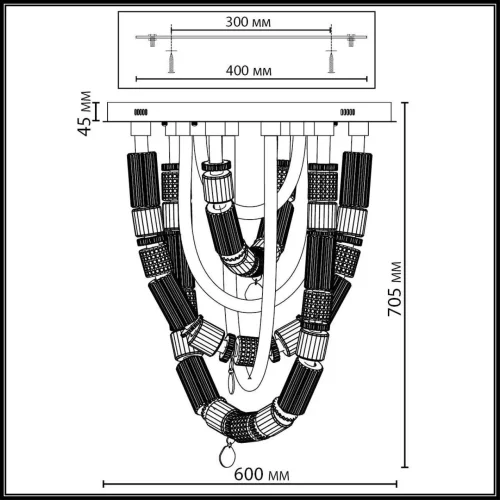 Люстра потолочная Collier 5455/80CL Odeon Light прозрачная на 1 лампу, основание латунь античное бронза в стиле современный фото 2