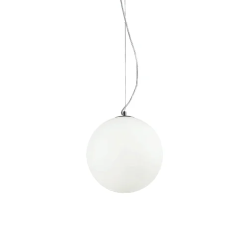 Светильник подвесной MAPA FADE SP1 D30 Ideal Lux белый на 1 лампу, основание хром в стиле современный шар