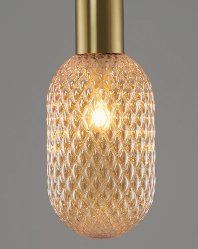 Светильник подвесной Sunset V10917-P Moderli янтарный 1 лампа, основание золотое в стиле современный выдувное фото 3