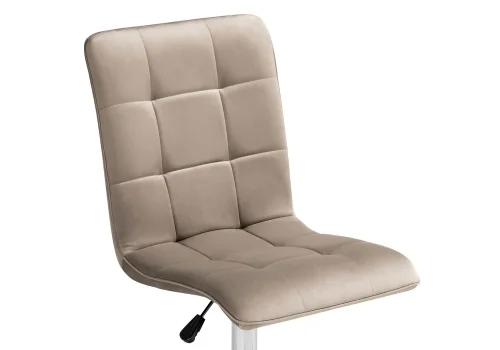 Компьютерное кресло Квадро бежевое / хром 539658 Woodville, бежевый/велюр, ножки/металл/хром, размеры - *960***420*570 фото 6