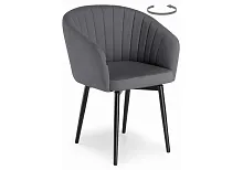 Деревянный стул Моншау velutto 32 / черный 462149 Woodville, серый/велюр, ножки/металл/чёрный, размеры - ****600*530