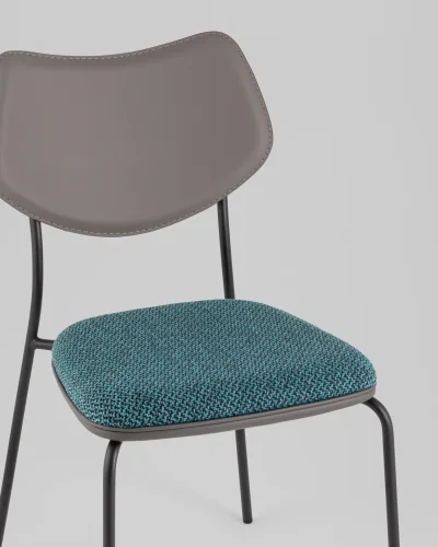 Стул обеденный Casey, темно-бирюзовый, с серой экокожей УТ000039575 Stool Group, бирюзовый/экокожа рогожка, ножки/металл/чёрный, размеры - ***** фото 7