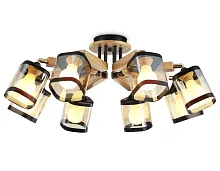 Люстра потолочная TR9530 Ambrella light янтарная на 8 ламп, основание чёрное золотое в стиле классический современный кантри 
