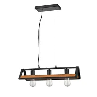 Светильник подвесной лофт Reef VL6072P31 Vele Luce чёрный без плафона коричневый на 3 лампы, основание чёрное в стиле лофт 