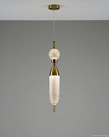 Светильник подвесной LED Candle V10916-PL Moderli прозрачный 1 лампа, основание бронзовое в стиле современный выдувное