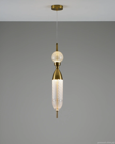 Светильник подвесной LED Candle V10916-PL Moderli прозрачный 1 лампа, основание бронзовое в стиле современный выдувное