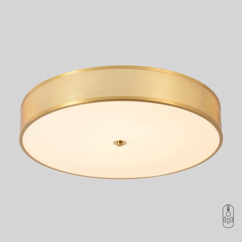 Светильник потолочный ЛЕД с пультом BUTTON PL40W LED Crystal Lux белый на 1 лампу, основание латунь в стиле американский круглый с пультом