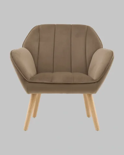 Кресло Руди мокка УТ000040117 Stool Group, капучино шоколад коричневый/велюр, ножки/массив гевеи/бежевый коричневый, размеры - *750****мм фото 2