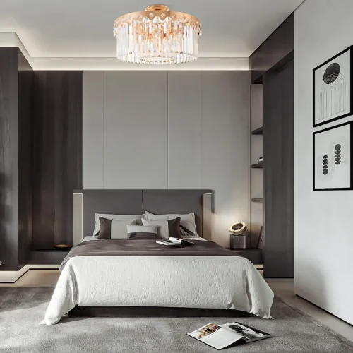 Люстра потолочная Sorrento-8909 378909/6/50/490 GD Arte Milano прозрачная на 6 ламп, основание золотое в стиле современный 