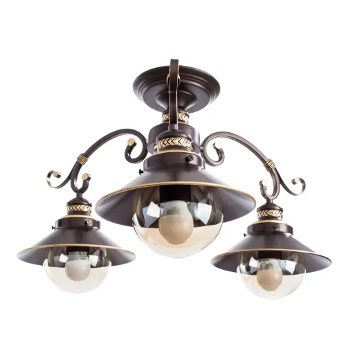 Люстра потолочная Grazioso A4577PL-3CK Arte Lamp прозрачная на 3 лампы, основание коричневое в стиле кантри 
