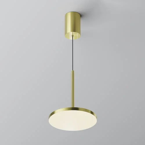 Светильник подвесной LED Plato P076PL-L12W4K-BS Maytoni белый на 1 лампу, основание латунь в стиле современный хай-тек 