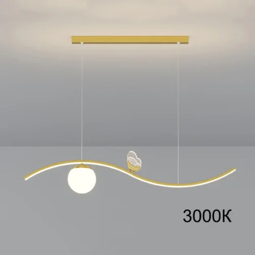 Светильник подвесной BABETTA WAVE Brass 3000К 220759-23 ImperiumLoft белый на 3 лампы, основание латунь в стиле современный 