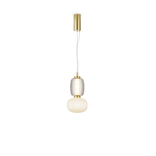 Светильник подвесной LED Pattern MOD267PL-L18G3K Maytoni белый прозрачный на 1 лампу, основание золотое в стиле современный арт-деко 