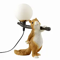 Настольная лампа Squirrel 6522/1T Lumion белая 1 лампа, основание коричневое смола металл в стиле современный животные