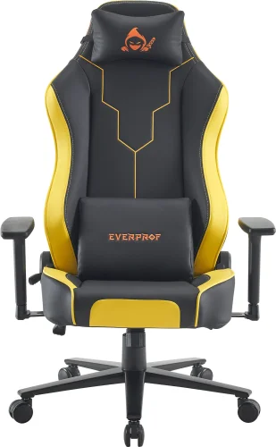 Геймерское кресло Rapid Экокожа Желтый EP Rapid PU Black Yellow Everprof, жёлтый чёрный/экокожа, ножки//, размеры - 1230*1330***770* фото 2