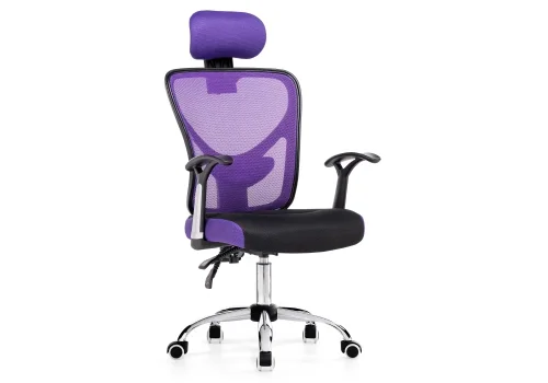 Компьютерное кресло Lody 1 фиолетовое / черное 11481 Woodville, чёрный фиолетовый/ткань, ножки/металл/хром, размеры - *1230***600*680